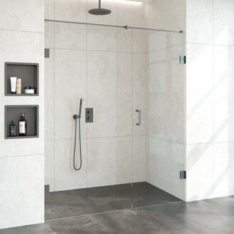 Sanitop BRAUER Void nisdeur 2-delig helder glas 170x200 omkeerbaar met draaideur 70 aan muur incl. glascoating PVD gunmetal