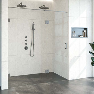 Sanitop BRAUER Void nisdeur 2-delig helder glas 180x200 omkeerbaar met draaideur 70 aan glas incl. glascoating PVD gunmetal