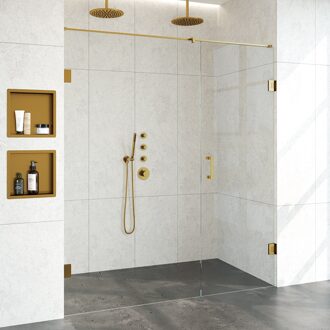 Sanitop BRAUER Void nisdeur 2-delig helder glas 180x200 omkeerbaar met draaideur 70 aan muur incl. glascoating PVD goud