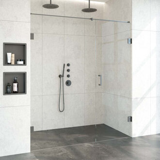 Sanitop BRAUER Void nisdeur 2-delig helder glas 180x200 omkeerbaar met draaideur 70 aan muur incl. glascoating PVD gunmetal