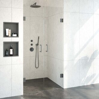 Sanitop BRAUER Void pendeldeuren helder glas 100x200 incl. glascoating PVD gunmetal geborsteld