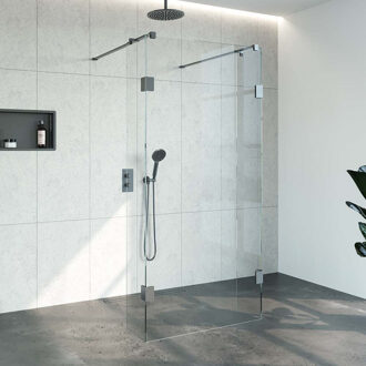 Sanitop Doorloopdouche Compleet Just Creating Profielloos 100x200 cm 100/30/30 Gunmetal Sanitop