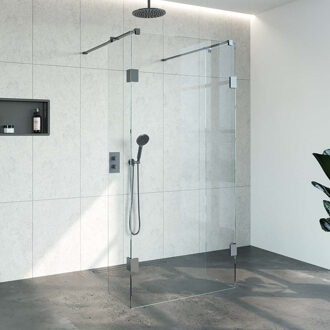 Sanitop Doorloopdouche Compleet Just Creating Profielloos 100x200 cm 100/40/40 Gunmetal Sanitop