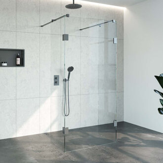 Sanitop Doorloopdouche Compleet Just Creating Profielloos 100x200 cm 100/50/50 Gunmetal Sanitop