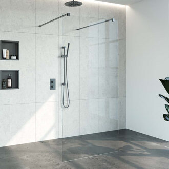 Sanitop Doorloopdouche Compleet Just Creating Profielloos 100x200 cm Gunmetal Sanitop