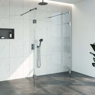 Sanitop Doorloopdouche Compleet Just Creating Profielloos 120x200 cm 120/30/30 Gunmetal Sanitop