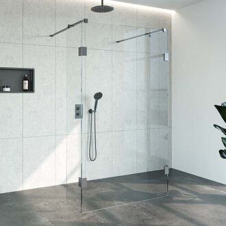 Sanitop Doorloopdouche Compleet Just Creating Profielloos 120x200 cm 120/40/40 Gunmetal Sanitop