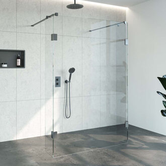 Sanitop Doorloopdouche Compleet Just Creating Profielloos 140x200 cm 140/30/30 Gunmetal Sanitop