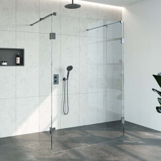 Sanitop Doorloopdouche Compleet Just Creating Profielloos 140x200 cm 140/50/50 Gunmetal Sanitop