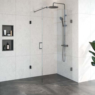 Sanitop Douchecabine Compleet Just Creating 2-Delig Profielloos 100x80 cm Gunmetal Sanitop