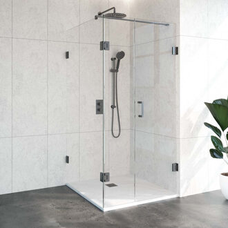 Sanitop Douchecabine Compleet Just Creating 3-Delig 100x100 cm Gunmetal Sanitop