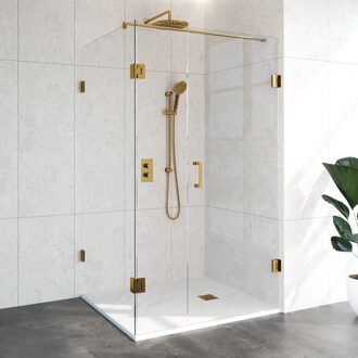 Sanitop Douchecabine Compleet Just Creating 3-Delig 100x120 cm Goud Sanitop