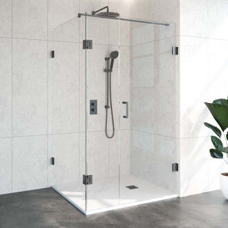 Sanitop Douchecabine Compleet Just Creating 3-Delig 100x120 cm Gunmetal Sanitop