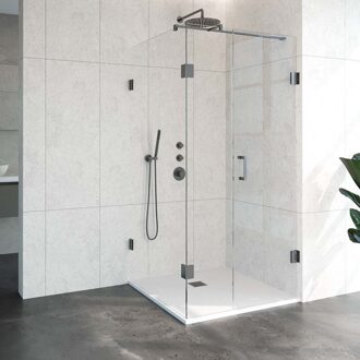 Sanitop Douchecabine Compleet Just Creating Profielloos 3-Delig 100x100 cm Gunmetal Sanitop