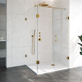 Sanitop Douchecabine Compleet Just Creating Profielloos 3-Delig 100x120 cm Goud Sanitop