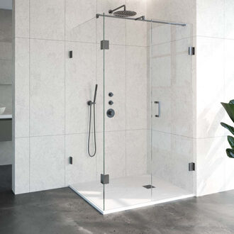 Sanitop Douchecabine Compleet Just Creating Profielloos 3-Delig 100x120 cm Gunmetal Sanitop