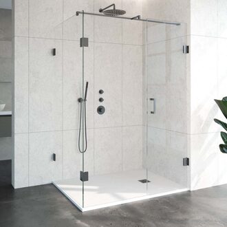 Sanitop Douchecabine Compleet Just Creating Profielloos 3-Delig 100x140 cm Gunmetal Sanitop