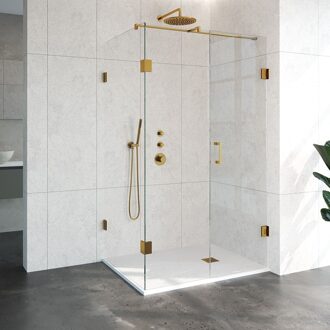 Sanitop Douchecabine Compleet Just Creating Profielloos 3-Delig 90x120 cm Goud Sanitop