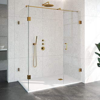 Sanitop Douchecabine Compleet Just Creating Profielloos 3-Delig 90x160 cm Goud Sanitop