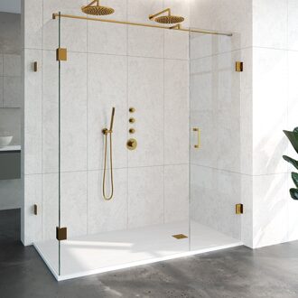 Sanitop Douchecabine Compleet Just Creating Profielloos 3-Delig 90x180 cm Goud Sanitop