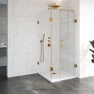 Sanitop Douchecabine Compleet Just Creating Profielloos 3-Delig 90x90 cm Goud Sanitop