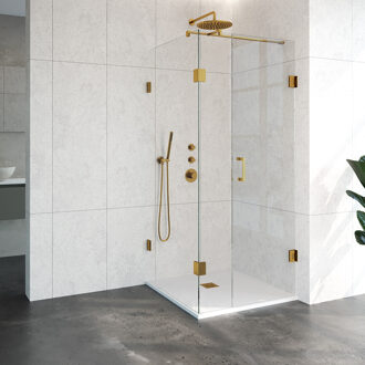 Sanitop Douchecabine Compleet Just Creating Profielloos 3-Delig 90x90 cm Goud