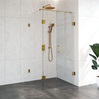 Sanitop Douchecabine Compleet Just Creating Profielloos 3-Delig Dubbel Draaibaar 90x100 cm Goud Sanitop