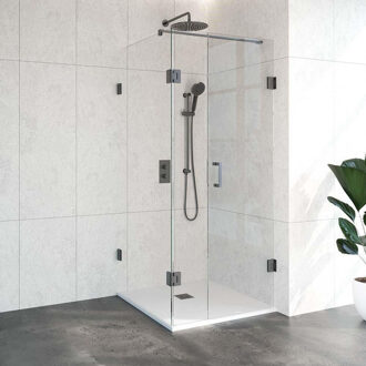 Sanitop Douchecabine Compleet Just Creating Profielloos 3-Delig Dubbel Draaibaar 90x90 cm Gunmetal Sanitop