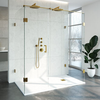 Sanitop Douchecabine Compleet Just Creating Profielloos XL 100x180 cm Goud Sanitop