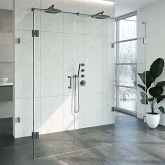 Sanitop Douchecabine Compleet Just Creating Profielloos XL 100x200 cm Gunmetal Sanitop