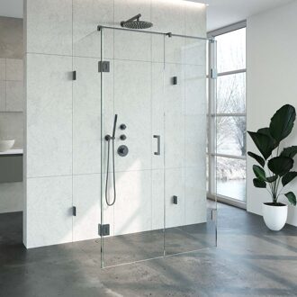 Sanitop Douchecabine Compleet Just Creating Profielloos XL 80x120 cm Gunmetal Sanitop