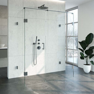 Sanitop Douchecabine Compleet Just Creating Profielloos XL 80x160 cm Gunmetal Sanitop