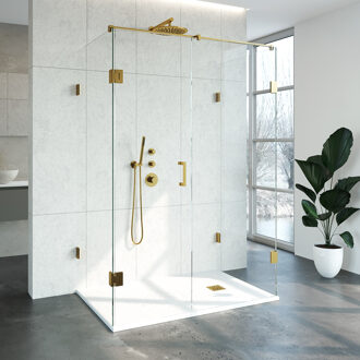 Sanitop Douchecabine Compleet Just Creating Profielloos XL 90x140 cm Goud Sanitop