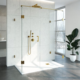 Sanitop Douchecabine Compleet Just Creating Profielloos XL 90x160 cm Goud Sanitop