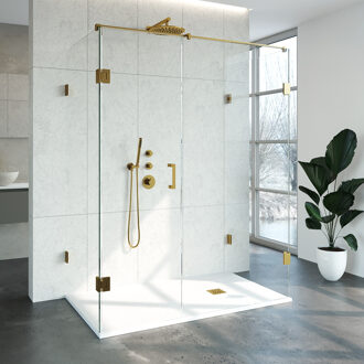 Sanitop Douchecabine Compleet Just Creating Profielloos XL 90x160 cm Goud