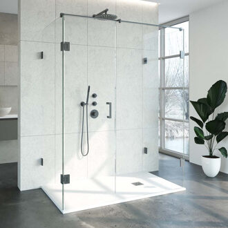 Sanitop Douchecabine Compleet Just Creating Profielloos XL 90x160 cm Gunmetal Sanitop