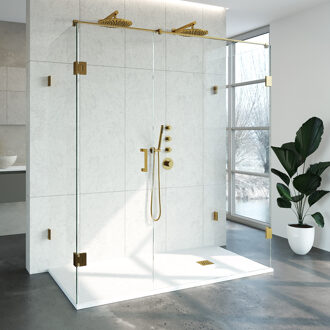 Sanitop Douchecabine Compleet Just Creating Profielloos XL 90x180 cm Goud Sanitop