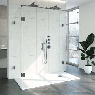 Sanitop Douchecabine Compleet Just Creating Profielloos XL 90x180 cm Gunmetal