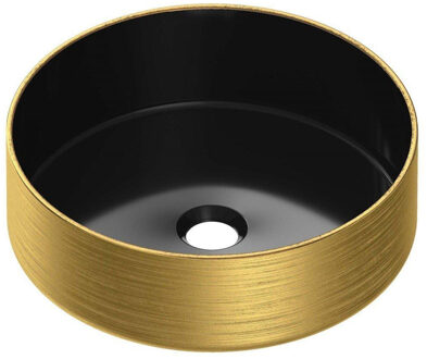 Sanitop Duo black Gold Waskom opbouw - 36x36x12cm - zonder overloop - rond - keramiek -mat black gold WK-CC36ROMZGO Black Gold Mat (Goud)