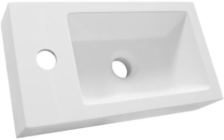 Sanitop Fonteinbakje Florence kraangat Links Artificial Stone Hoogglans Wit