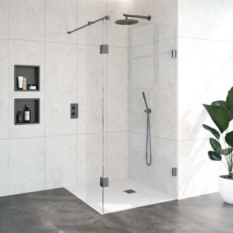 Sanitop Inloopdouche Compleet Just Creating Profielloos 100/40 cm Gunmetal Sanitop