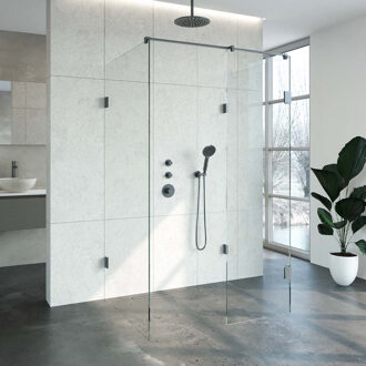 Sanitop Inloopdouche Compleet XL Just Creating Profielloos 100x120 cm Gunmetal Sanitop