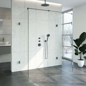 Sanitop Inloopdouche Compleet XL Just Creating Profielloos 100x160 cm Gunmetal Sanitop