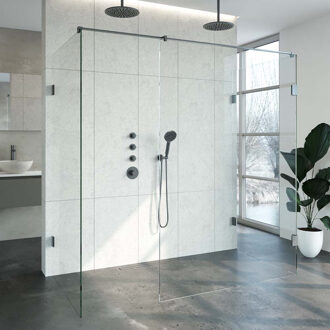 Sanitop Inloopdouche Compleet XL Just Creating Profielloos 100x200 cm Gunmetal Sanitop