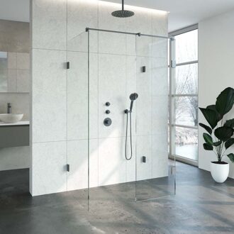 Sanitop Inloopdouche Compleet XL Just Creating Profielloos 80x120 cm Gunmetal Sanitop