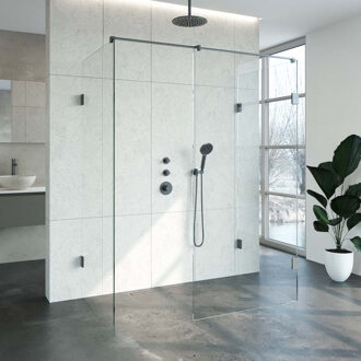 Sanitop Inloopdouche Compleet XL Just Creating Profielloos 90x160 cm Gunmetal Sanitop