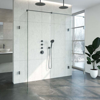 Sanitop Inloopdouche Compleet XL Just Creating Profielloos 90x180 cm Gunmetal Sanitop