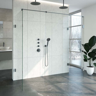 Sanitop Inloopdouche Compleet XL Just Creating Profielloos 90x200 cm Gunmetal Sanitop