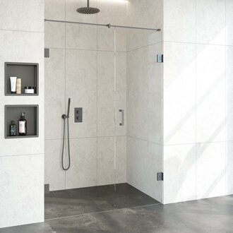 Sanitop Nisdeur Compleet Just Creating Profielloos 2-Delig 140x200 cm 80/60 Gunmetal Sanitop