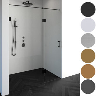 Sanitop Nisdeur Compleet Just Creating Profielloos 2-Delig (Draaideur Bevestigd op Inloopwand) 120x200 cm 60/60 Gunmetal